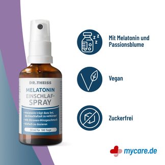 Infografik Dr. Theiss Melatonin Einschlaf-Spray Eigenschaften