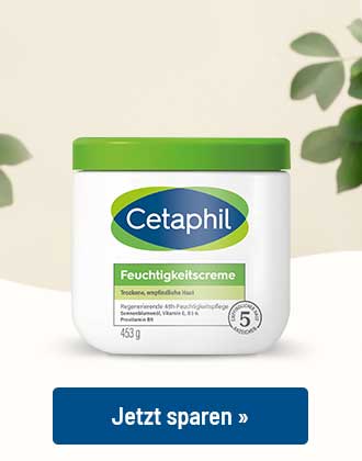 Cetaphil Feuchtigkeitscreme für trockene, empfindliche Haut im Tiegel, Button Jetzt sparen