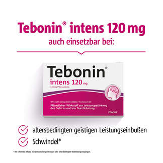 Grafik Tebonin intens 120 mg Bei altersbedingten geistigen Leistungseinbußen und Schwindel