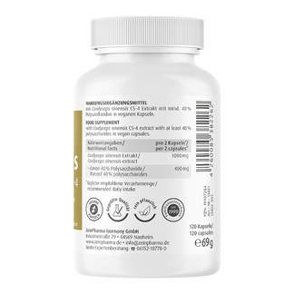 Cordyceps CS-4 500 mg Kapseln Linke Seite