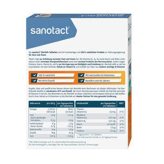 Sanotact Bierhefe Tabletten Packungsrückseite