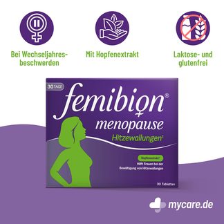 Infografik Femibion menopause Hitzewallungen Tabletten Eigenschaften