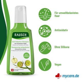 Infografik Rausch Anti-Pollution Shampoo mit Schweizer Apfel Eigenschaften