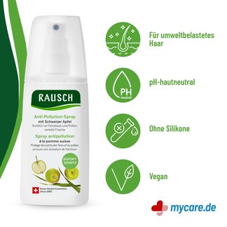 Infografik Rausch Anti-Pollution Spray mit Schweizer Apfel Eigenschaften