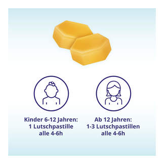 Grafik Silomat Hustenstiller Dextromethorphan mit Honig-Geschmack 7,7 mg Lutschpastillen Dosierung abhängig vom Alter