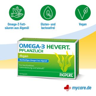 Infografik Omega-3 Hevert pflanzliche Weichkapseln Eigenschaften