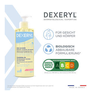 Grafik Dexeryl Reinigungsöl Für Gesicht und Körper. Biologisch abbaubare Formulierung*