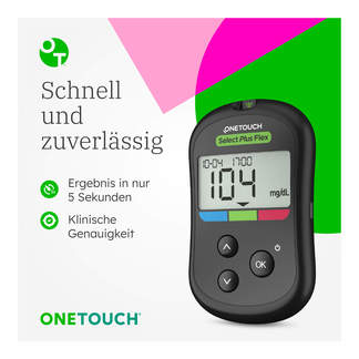 Grafik OneTouch Select Plus Flex Blutzucker-Messgerät (mg/dL) Schnell und zuverlässig messen