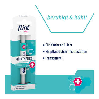 Grafik Flint Med Mückenstick Für Kinder ab 1 Jahr. Mit pflanzlichen Inhaltsstoffen. Transparent.