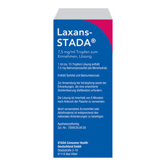 Laxans-Stada 7,5 mg/ml Tropfen zum Einnehmen Packungsrückseite