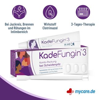 Infografik KadeFungin 3 Kombi-Packung 20 g Creme + 3 Vaginaltabletten Eigenschaften