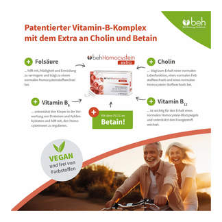 Grafik Beh Homocystein extra Kapseln Patentierter Vitamin-B-Komplex mit dem Extra an Cholin und Betain