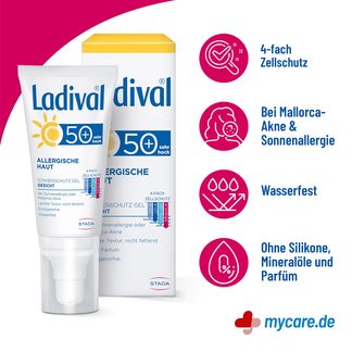 Infografik Ladival Allergische Haut Sonnenschutz Gel Gesicht LSF 50+ Eigenschaften