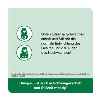 Grafik Omega 3-Loges pflanzlich Kapseln Omega-3 auch in Schwangerschaft und Stillzeit wichtig