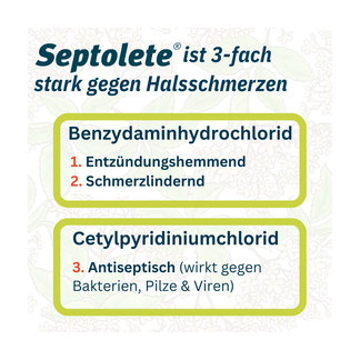 Grafik Septolete Zitrone-Holunder 3 mg/1 mg Lutschtabletten 3-fach stark gegen Halsschmerzen