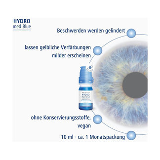 Grafik Dr. Theiss HYDRO med Blue Augentropfen Produktmerkmale