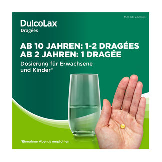 Grafik Dulcolax Dragees Dosierungsanweisung für Erwachsene und Kinder