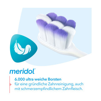 Grafik Meridol Zahnfleisch Komfort Zahnbürste extra sanft Meridol Zahnfleisch Komfort Zahnbürste extra sanft Mit 6.000 ultra weichen Borsten