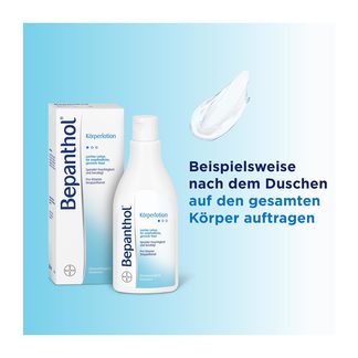 Grafik Bepanthol Körperlotion Flasche Anwendung