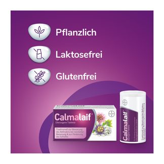 Grafik Calmalaif überzogene Tabletten pflanzlich, laktosefrei und glutenfrei