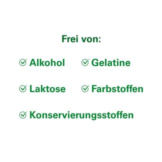 Grafik Lefax extra Kautabletten frei von Alkohol, Gelatine, Laktose, Farbstoffen und Konservierungsstoffen