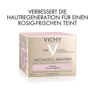 Grafik Vichy Neovadiol Rose Platinium Nachtcreme Verbessert die Hautregeneration für einen rosig-frischen Teint