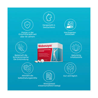 Grafik Wobenzym magensaftresistente Tabletten Produktvorteile