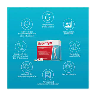 Grafik Wobenzym magensaftresistente Tabletten Produktvorteile