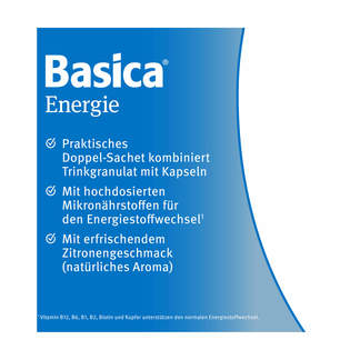 Grafik Basica Energie Kombipackung Trinkgranulat+Kapseln Produktmerkmale