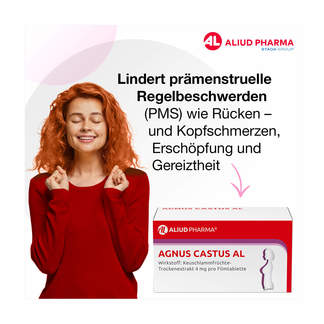 Grafik Agnus Castus AL Filmtabletten Lindert prämenstruelle Regelbeschwerden