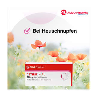 Grafik Cetirizin AL 10 mg Filmtabletten Zur Anwendung bei Heuschnupfen