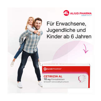 Grafik Cetirizin AL 10 mg Filmtabletten Für Erwachsene, Jugendliche und Kinder ab 6 Jahren