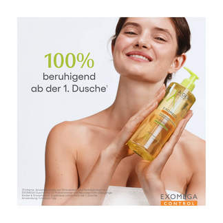 Grafik A-Derma Exomega Control Duschöl Wirkt beruhigend.