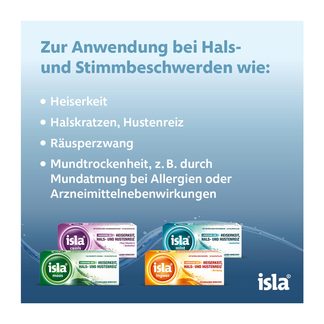 Grafik Isla Moos Pastillen zur Anwendung bei Hals- und Stimmbeschwerden