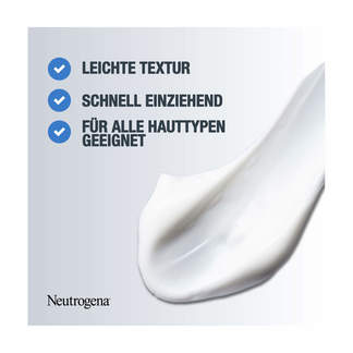 Grafik Neutrogena Retinol Boost Serum Leichte Textur. Schnell einziehend. Für alle Hauttypen geeignet.