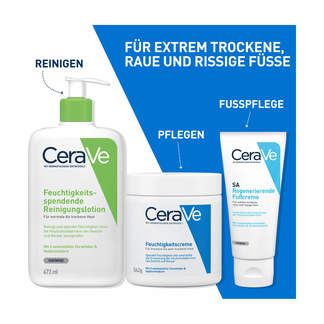 Grafik CeraVe Pflegeroutine für extrem trockene, raue und rissige Füße