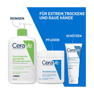 Grafik CeraVe Pflegeroutine für extrem trockene und raue Hände