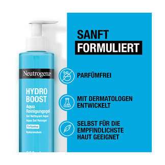 Grafik Neutrogena Hydro Boost Aqua Parfümfreies Reinigungsgel Produktmerkmale