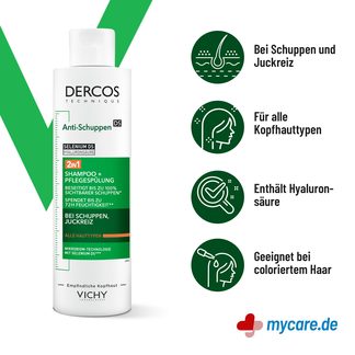 Infografik Vichy Dercos Anti-Schuppen 2in1 Shampoo + Conditioner Eigenschaften