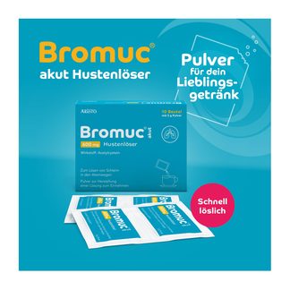 Grafik Bromuc akut 600 mg Hustenlöser Pulver für dein Lieblingsgetränk