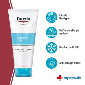 Infografik Eucerin Sun After Sun Sensitive Relief Gel-Creme Eigenschaften