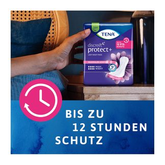 Grafik TENA Lady Discreet Maxi Night Inkontinenz Einlagen bis zu 12 Stunden Schutz