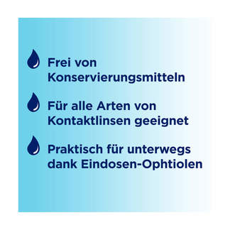 Grafik Bepanthen Augentropfen Frei von Konservierungsmitteln. Für alle Arten von Kontaktlinsten geeignet.