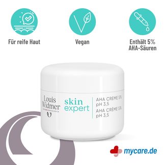 Infografik Widmer Skinexpert AHA Creme 5 % unparfümiert Eigenschaften