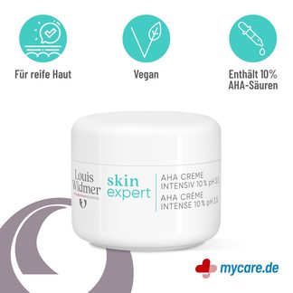 Infografik Widmer Skinexpert AHA Creme 10 % unparfümiert Eigenschaften