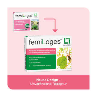 Grafik FemiLoges 4 mg magensaftresistente Tabletten Änderung des Packungsdesigns