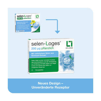 Grafik Selen-Loges 200 µg pflanzlich Filmtabletten Änderung Packungsdesign