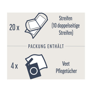 Grafik Veet pure Kaltwachsstreifen Gesicht für sensible Haut Lieferumfang