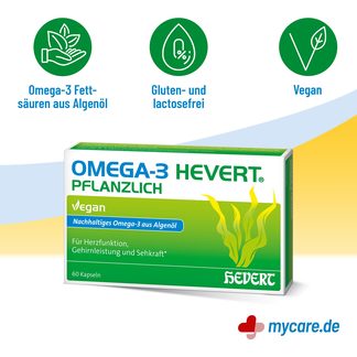 Infografik Omega-3 Hevert pflanzliche Weichkapseln Eigenschaften