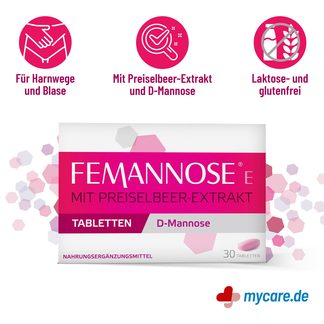 Infografik Femannose E Tabletten Eigenschaften